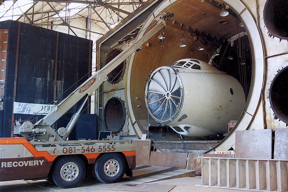 Brooklands Valiant Cockpit being lifted into place by the Belle Valiant Cockpit into the Brooklands Stratosphere Chamber